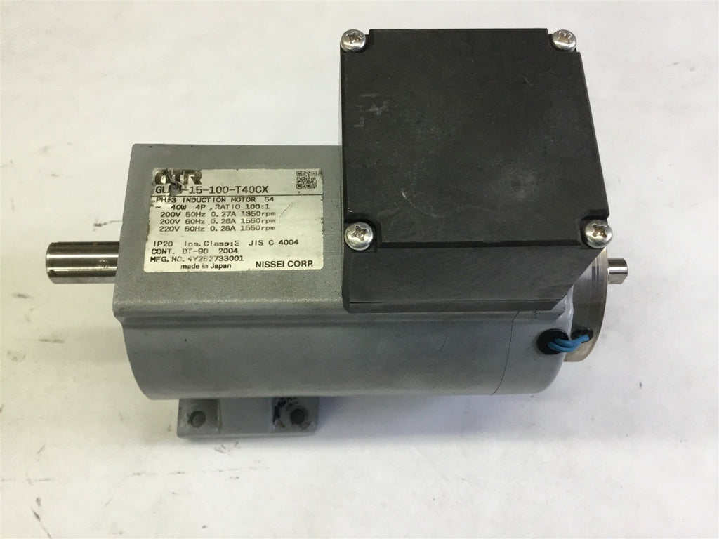 NISSEI CORP 4Y262733001 40 WATT 4P 100:1 RATIO 3 PHASE 220 V, 0.26A 1550 RPM