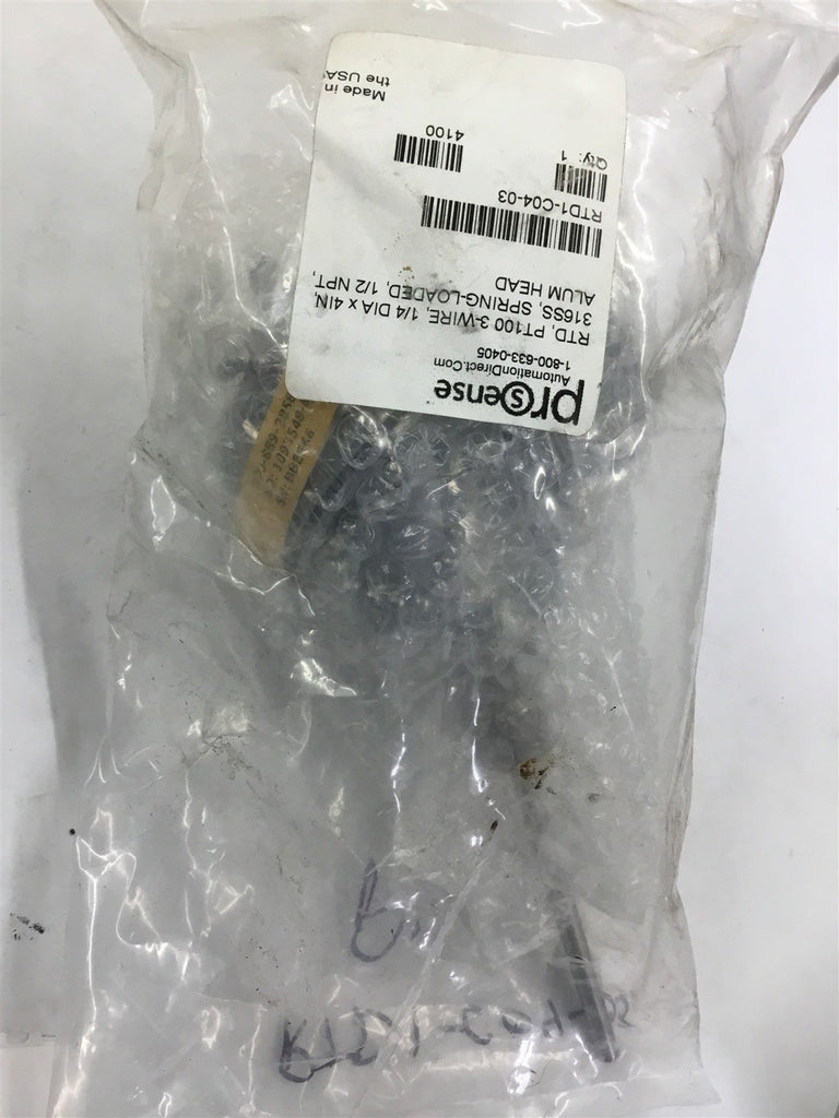 PROSENSE RTD-C04-03 PT100 3-WIRE 1/4 DIA X 4" TEMPATURE SENSOR