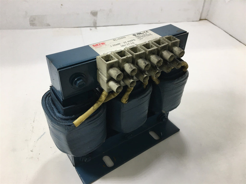 MTE RL-02502 1.20MH 25 AMPS 3 PHASE LINE REATOR 600 V MAX