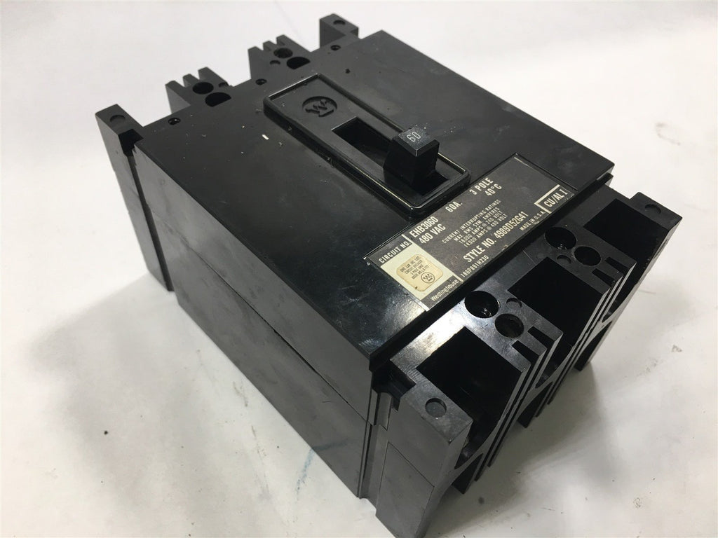 WESTINGHOUSE EHB3060 60 AMP 3 POLE CIRCUIT BREAKER 480 VAC