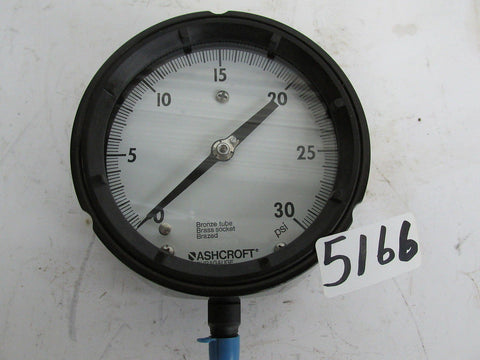 Ashcroft Pressure Gauge - Q8643  0-30 Psi  -  5" Od - 1/4" Mnpt - Size 45  New
