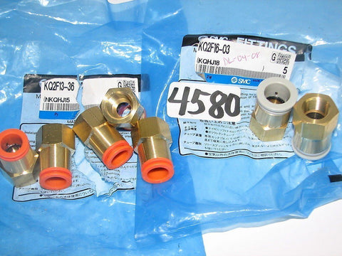 7 Pieces Of Smc Brass Fitting Quick Adapter Coupling - K02F13-36 & Kq2F16-03 New