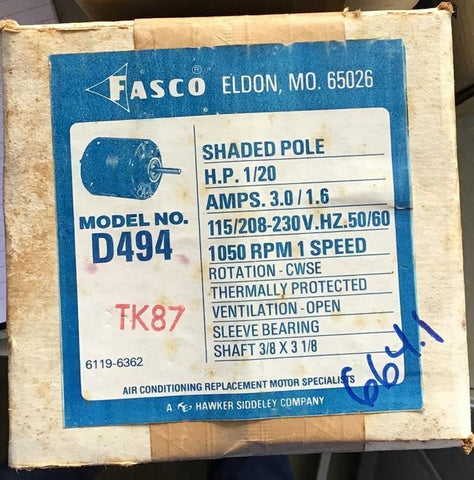 FASCO D494 MOTOR 1/20HP 115/208-230V