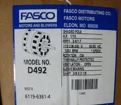 FASCO D482 MOTOR 1/15 HP 1.6/3.2 AMP 1550 RPM 1 SPEED