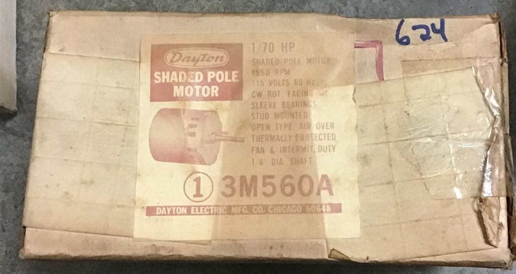 DAYTON 3M560A SHADED POLE MOTOR 1/70 HP 1550 RPM 115V 60 HZ