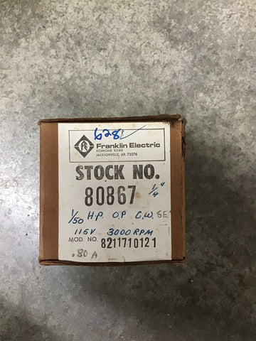 FRANKLIN ELECTRIC 80867 MOTOR 1/50 HP 3000 RPM 115V