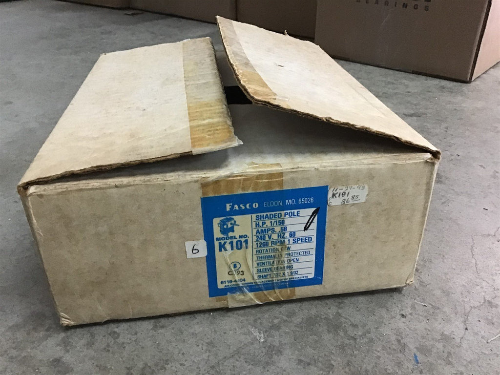 FASCO K101 WALL HEATER FAN MTR .52 AMP 1260 RPM 240V NEW NOT IN BOX
