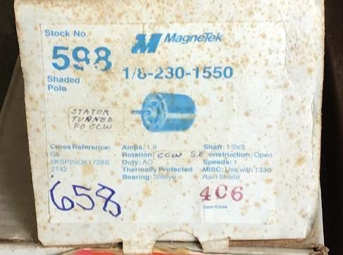 MAGNETEK 598 SHADED POLE MOTOR 1.8AMP