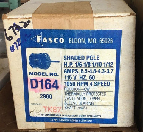 Fasco D164 Blower Motor 1050 RPM 1/6 1/8 1/10 1/12 HP 115V