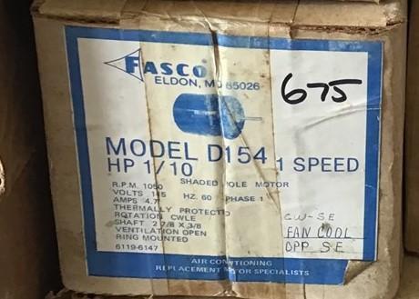 FASCO D154 1/10 HP 115V 5.0 AMP 60 HZ 1050 RPM