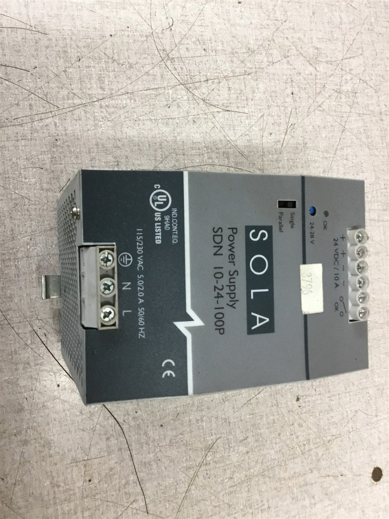 SOLA SDN 10-14-100P POWER SUPPLY 115/230 VAC 24 VDC 10 A