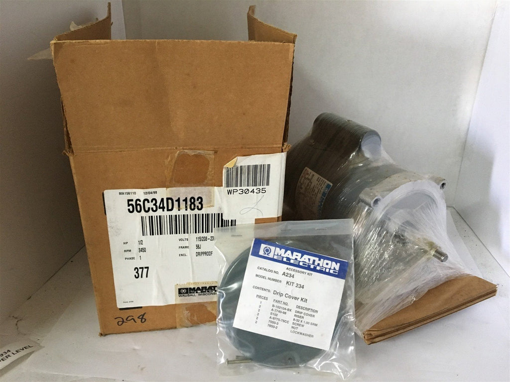 MARATHON ELECTRIC 56C34D1183 1/2 HP AC MOTOR 115/20-230 VOLTS 3450 RPM 2P 56J FR