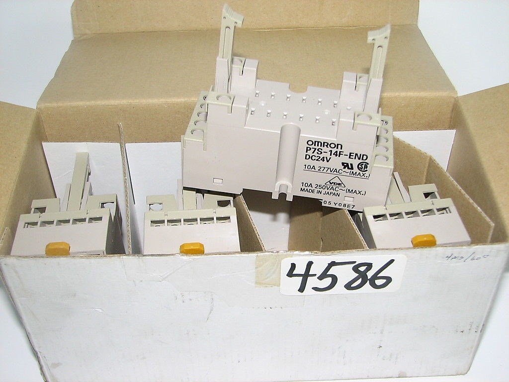 4 Pieces Omron P25-14F-End Socket - Din Rail - Surface Mounting - 24Vdc -250Vac