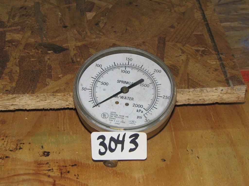 Marsh Pressure Gauge 0-300 psi Sprinkler1500 Air/Water Part #W0410W3-001