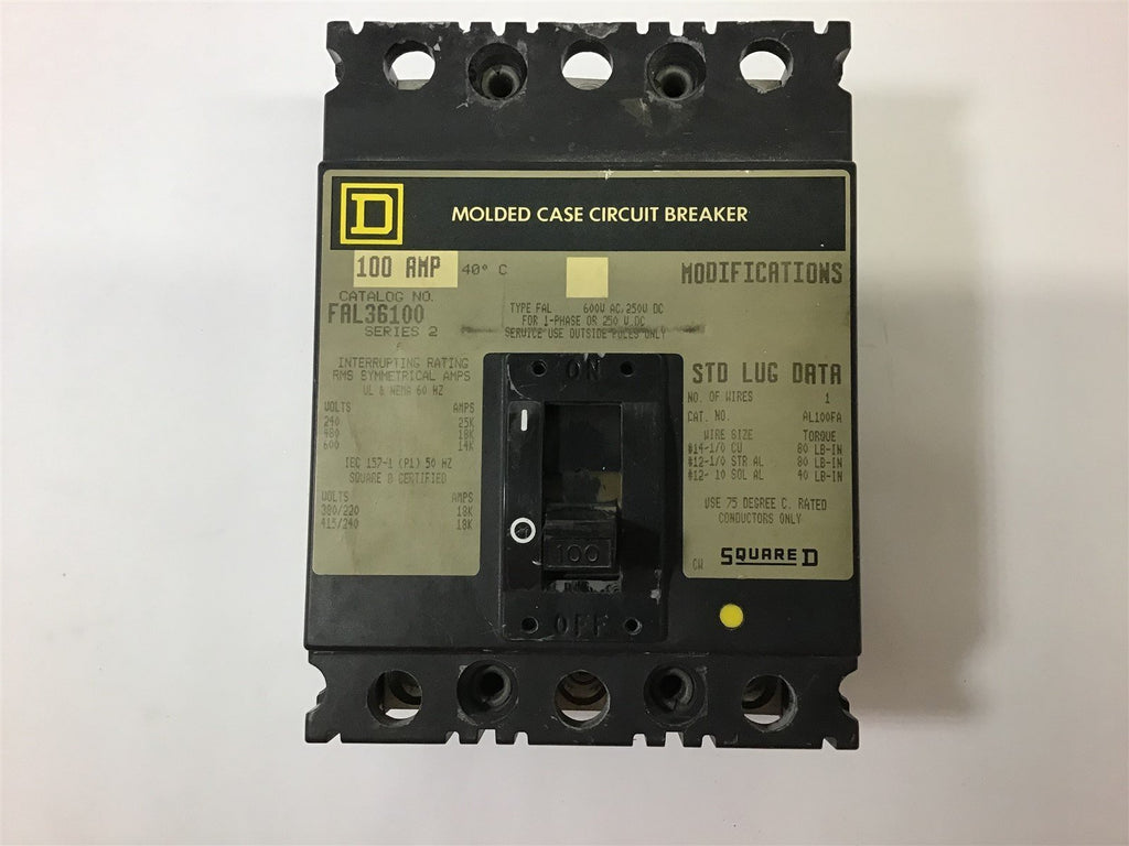 SQUARE D FAL36100 100 A MP CIRCUIT BREAKER
