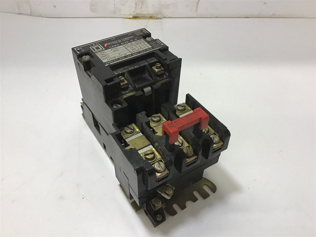 SQUARE D 8536 SB02 NEMA SIZE 0 STARTER 460V @ 5 HP 120 VOLT COIL