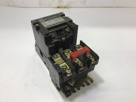 SQUARE D 8536 SB02 NEMA SIZE 0 STARTER 460V @ 5 HP 120 VOLT COIL