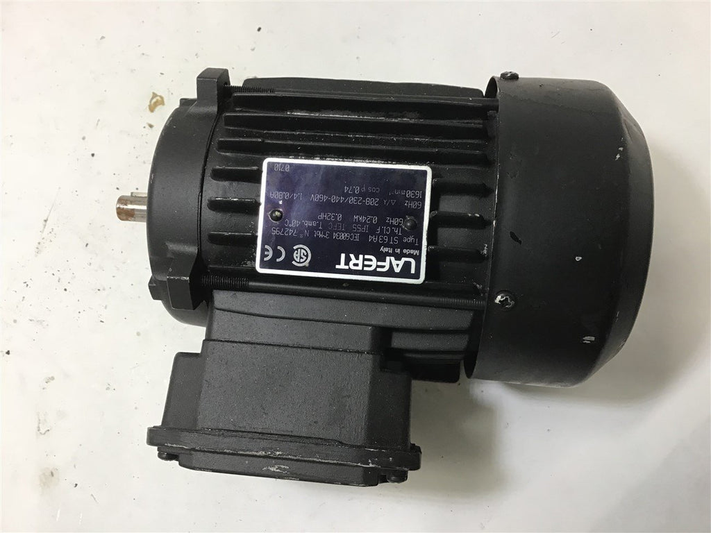 LAFERT ST63A4 0.32 HP AC MOTOR 208-230/440-460V 1630 RPM, 60 HZ TEFC