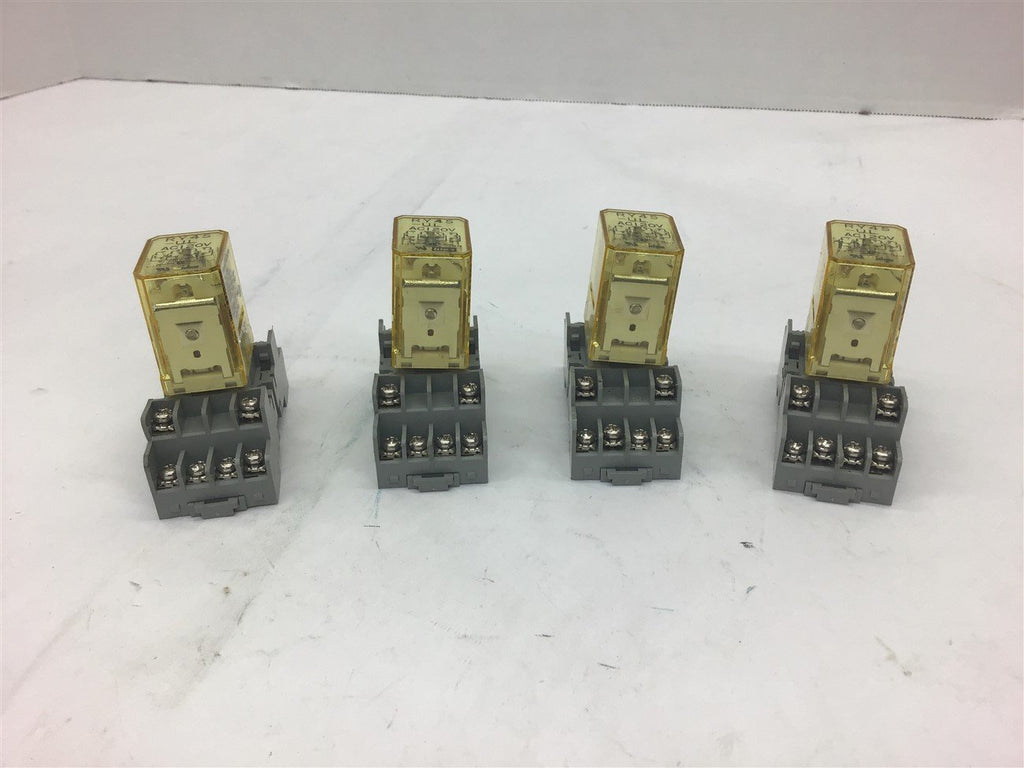 Idec RY4S Relay with BAse 120 Vac Lot of 4