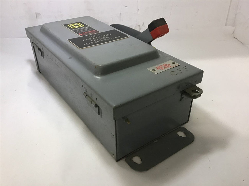SQUARE D HU361AWK HEAVY DUTY SAFETY SWITCH 30AMP 600V AC 30HP MAX 3PH SER E1