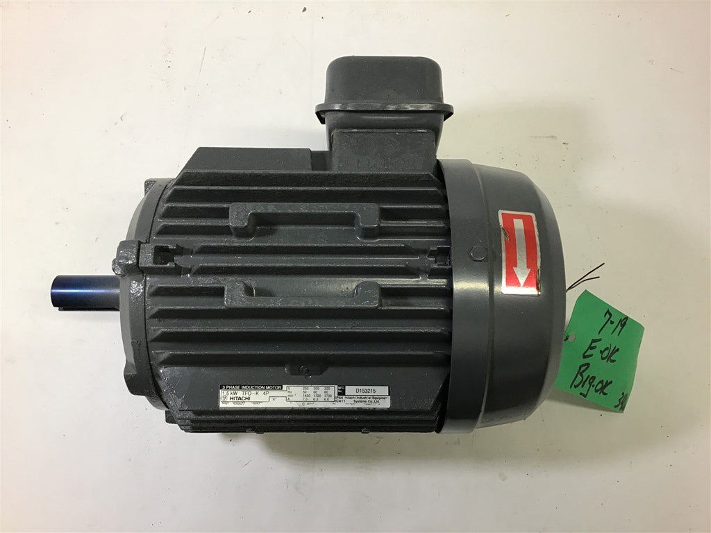 HITACHI TFO-K 1.5 KW METRIC MOTOR 4 POLE 3 PHASE 220 VOLTS 60 HZ 1730 RPM 6.0 A