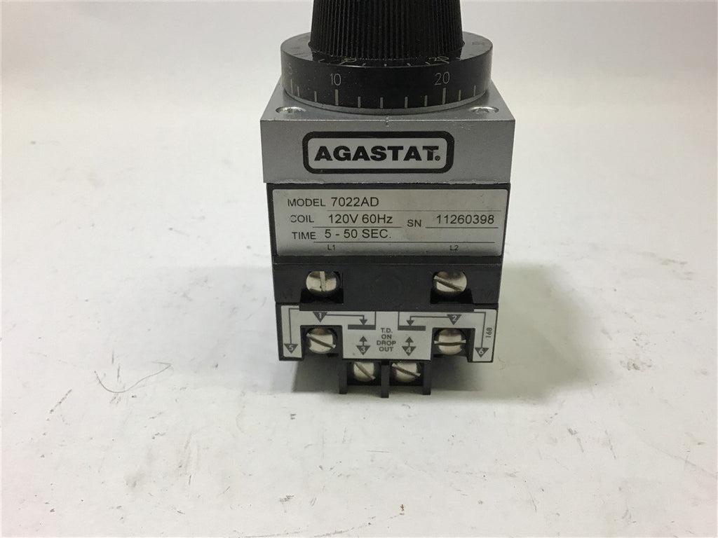 AGASTAT 7022AD TIMER 5-50 SEC 120 VAC COIL