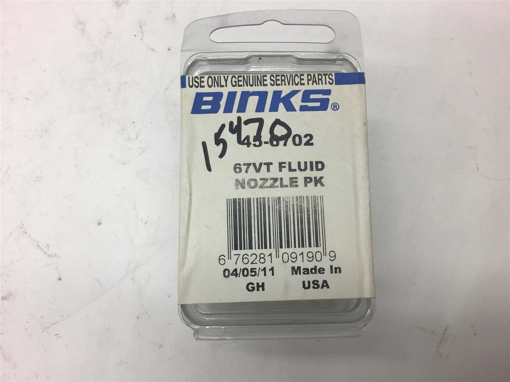 Binks 45-6702 Fluid Nozzle Pack 67VT