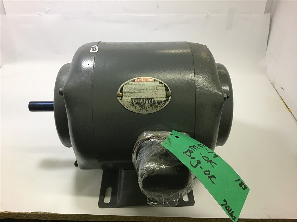 DYNA-LINE 1 HP AC MOTOR 115/230 VOLTS 1750 RPM SINGLE PHASE