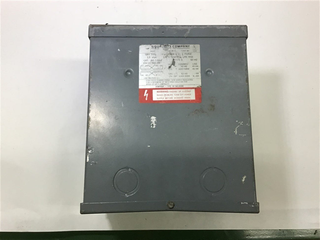 SQUARE D 1.5 KVA TRANSFORMER 1.5S1F 480 240 PRI, 240 120 SEC VOLTS