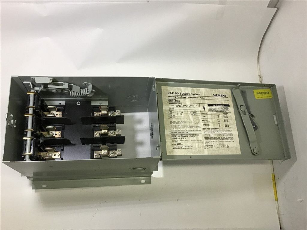 SIEMENS BOS14352 I-T-E BD BUSWAY SYSTEM 15 HP 480 VAC 60 AMP