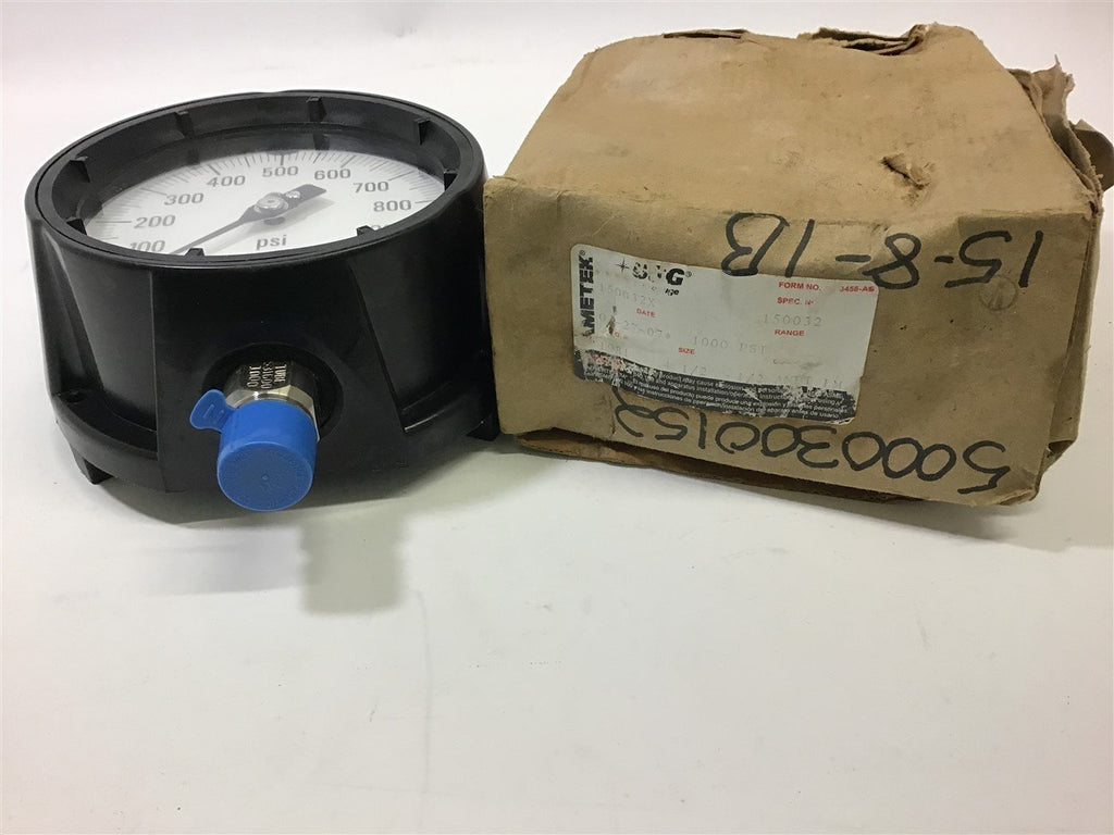 USG 1000 PSI Pressure Gauge 4-1/2" OD 1/2" NPT