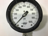 USG 1000 PSI Pressure Gauge 4-1/2" OD 1/2" NPT