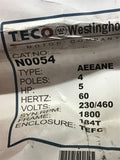 Teco Westinghouse, N0054, 5Hp Ac Motor, 230/460 V, 1750 Rpm, 4P, 184T, 3Ph,