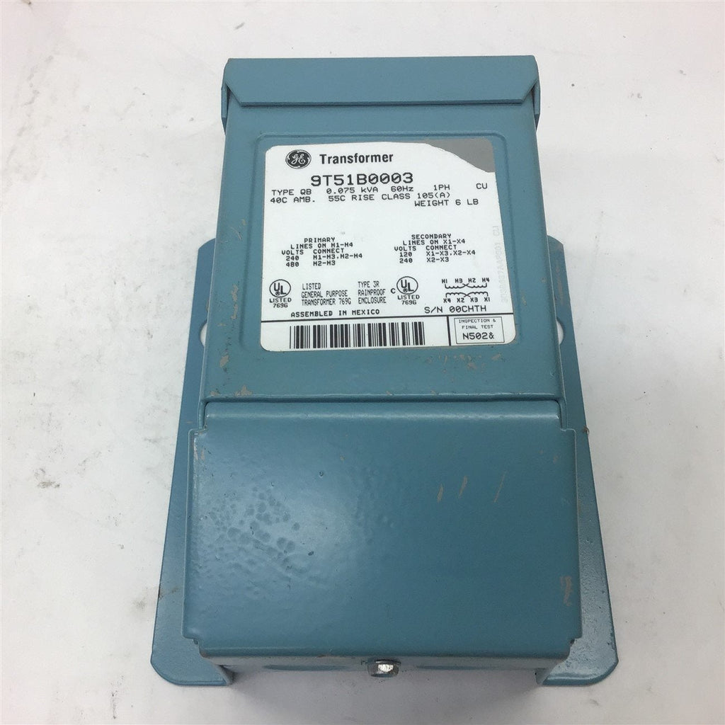 GE 9T51B0003 0.075 KVA Single Phase Transformer 240 480 Pri 120 240 Sec