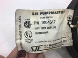 SJE Pumpmaster 1004517 Pump Switch 10PMD1WP 10 FT 120 Volt