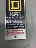 Square D HU-363AWK Non-Fused Safety Switch 100 AMPS 600 Vac Type 3, 3r or 12