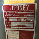 Tierney 75 KVA Transformer 480 Pri 208/120 Sec Volts 3 Phase