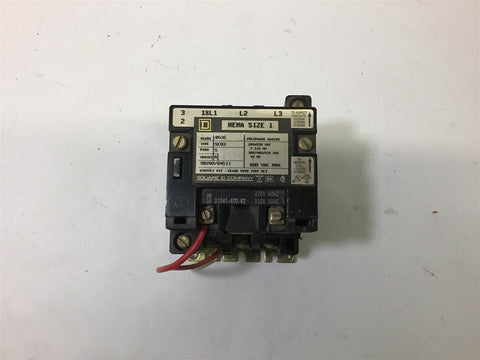 Square D 8536 SC03 Nema Size 1 Starter 460 V @ 10 HP 120 V Coil