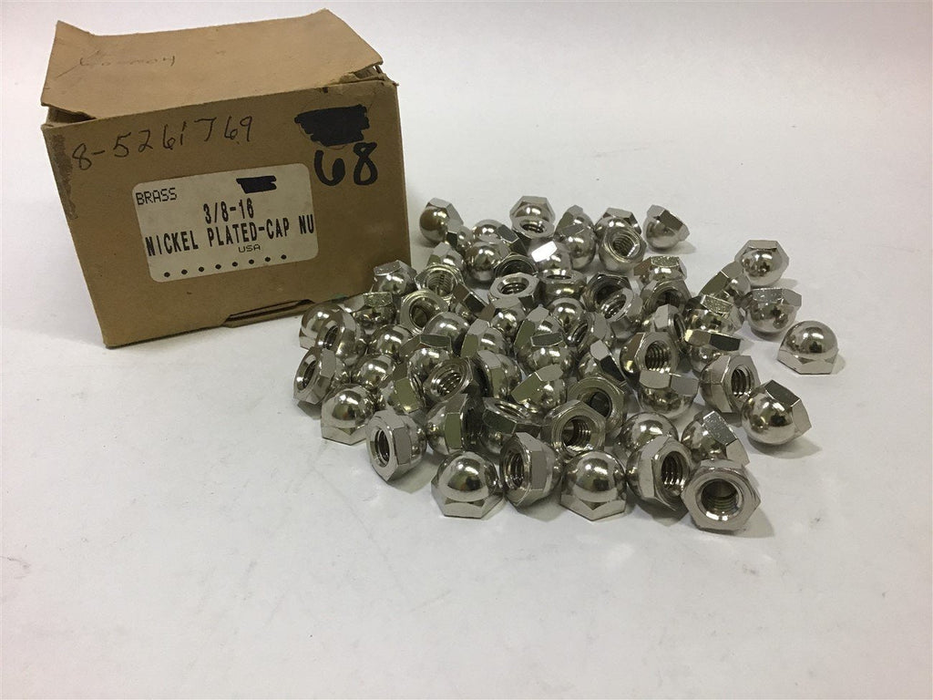 3/8-16 Brass Nickel Plated Cap Nut Lot of 68