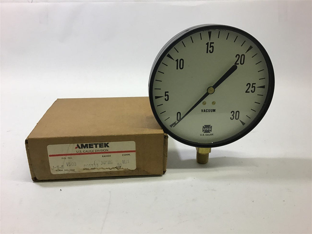 US Gauge V500 Ametek Vacuum Gauge 30" HG 1/4LM