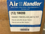 Air Handler 1W099 16x20x1 FiberGlass Air filter Box of 12