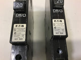 Eaton QCF 1020 Circuit Breaker 20 A Type HACR Lot of 2