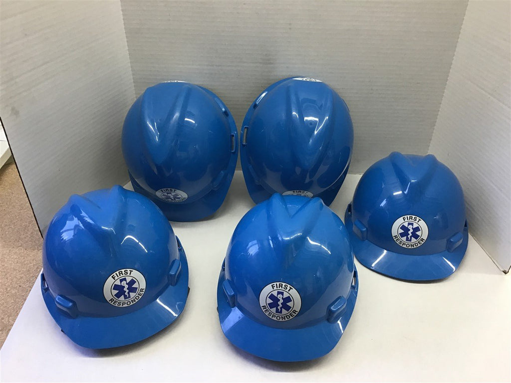 MSA Blue First Responder Hard Hat size medium Lot of 5