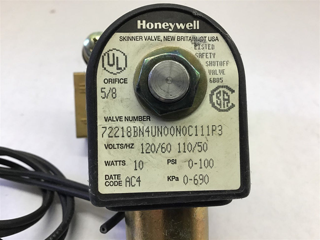 Honeywell 72218BN4UN00N0C111P3 Skinner Valve 5/8" 120 volt Coil 10 Watts 100 PSI