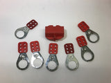 Brady Scissor-Action Lockout Hasp 6 Lock Steel Tagout Lot of 7 w/ 1 Plug LOTO