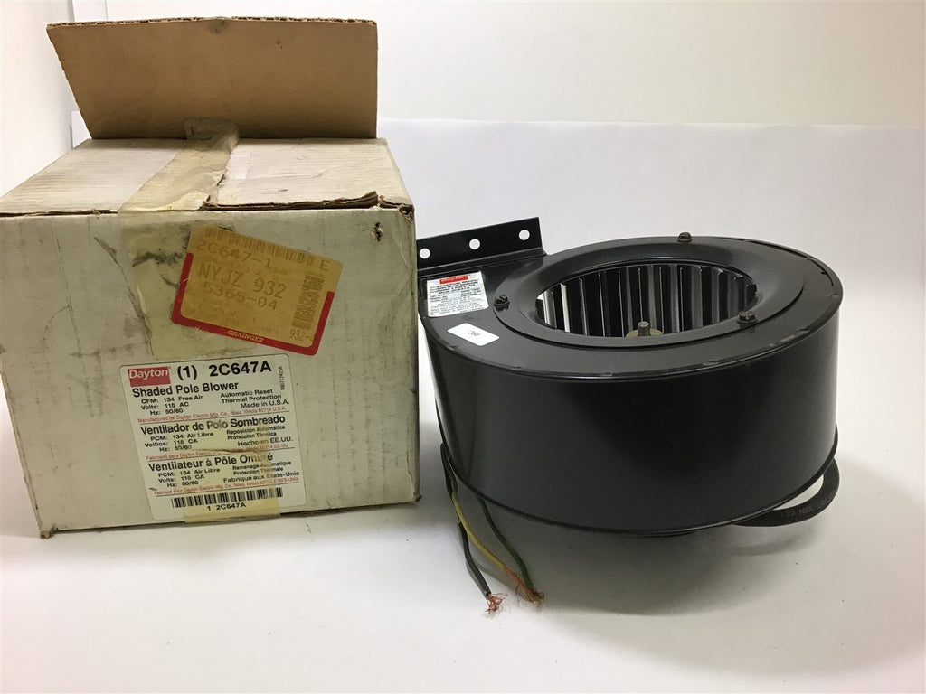 Dayton 2C647A Blower 134 CFM 115 V 60/50 Hz 1/70 HP 1500 Rpm 62 Watts 0.65 Amps