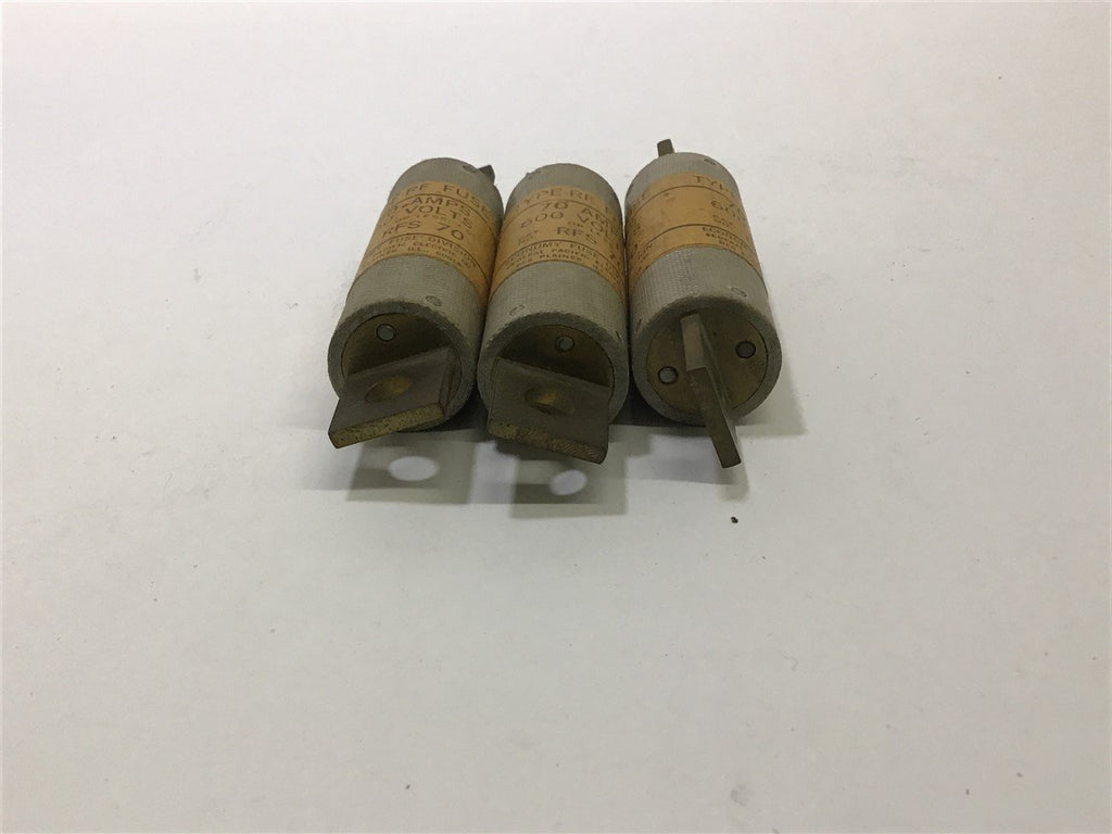 Federal Pacific Electric RFS 70 EconomyFuse 600 VAC Type RF Lot of 3