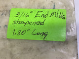 3/16" End Mills 1.8" Long Lot of 10