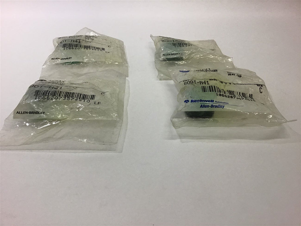 Allen-Bradley 800T-n41 Pushbutton Illuminated Green head Cap Lot of 4