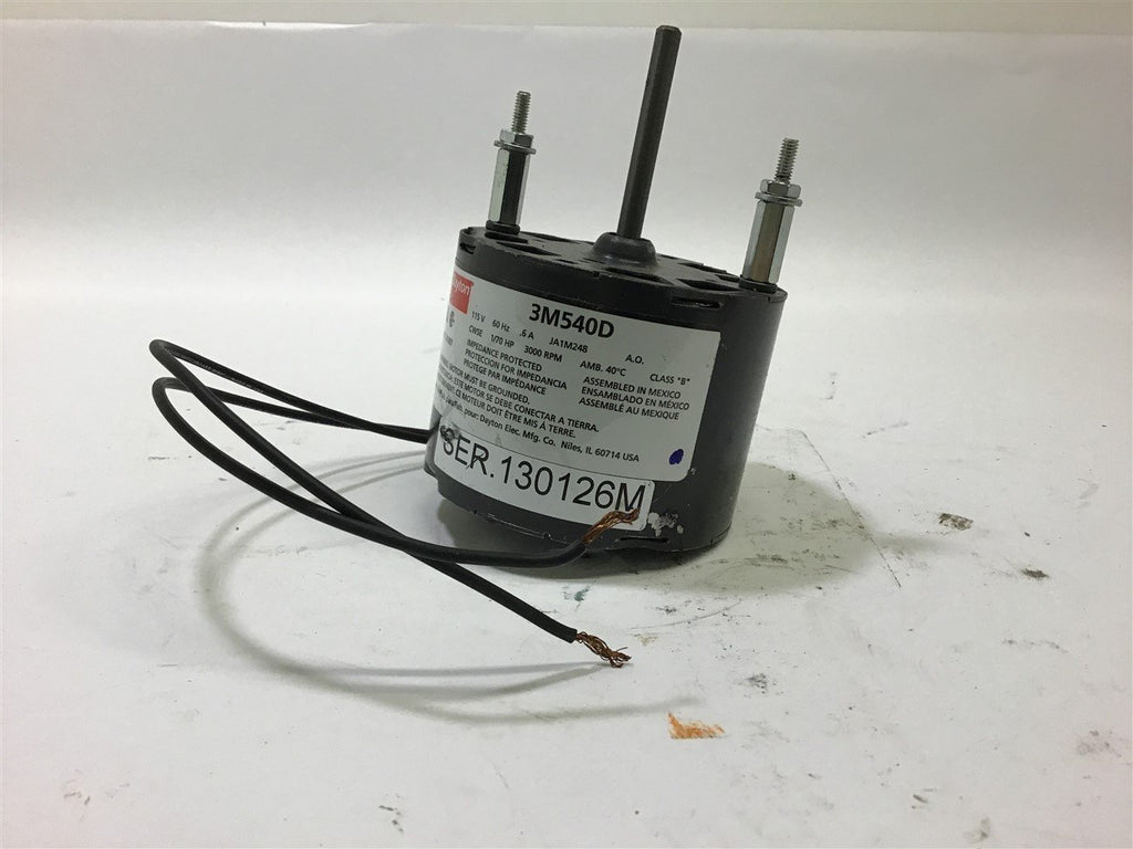 Dayton 3M40D HVAC Motor 1/70 Hp 115 Volts 3000 RPM .6 Amp